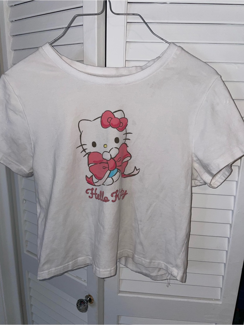 Hello Kitty Kids White T-Shirt with Pink Bow Graphic